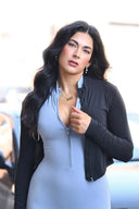 CRESCENT CROP JACKET - Black